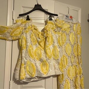 Yellow Lace Off-Shoulder Top